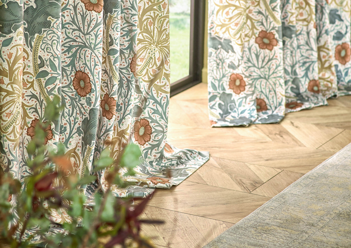 Seaweed Pencil Pleat, Stone/Sunflower - Ready Made Curtains - Image 6